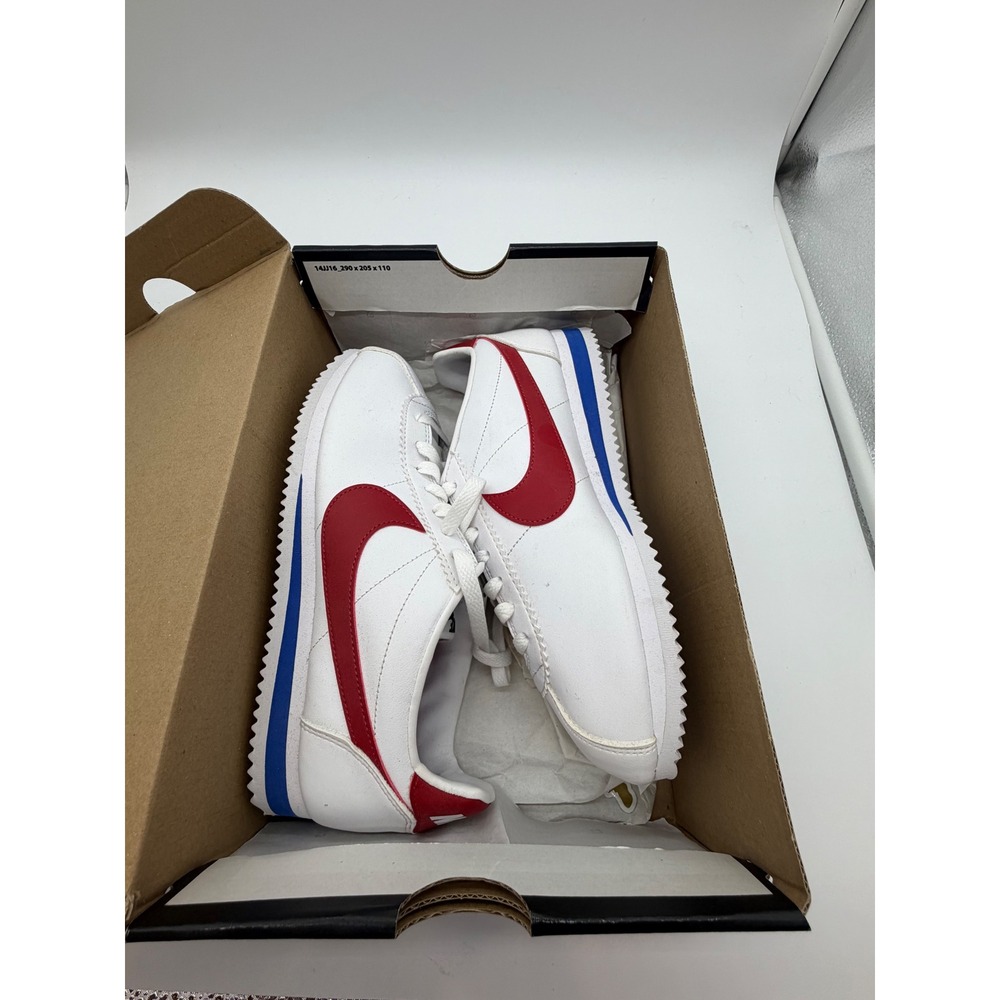 Nike Cortez Basic Forrest Gump‎ White Red Blue Leather Sneakers Women's 8.5